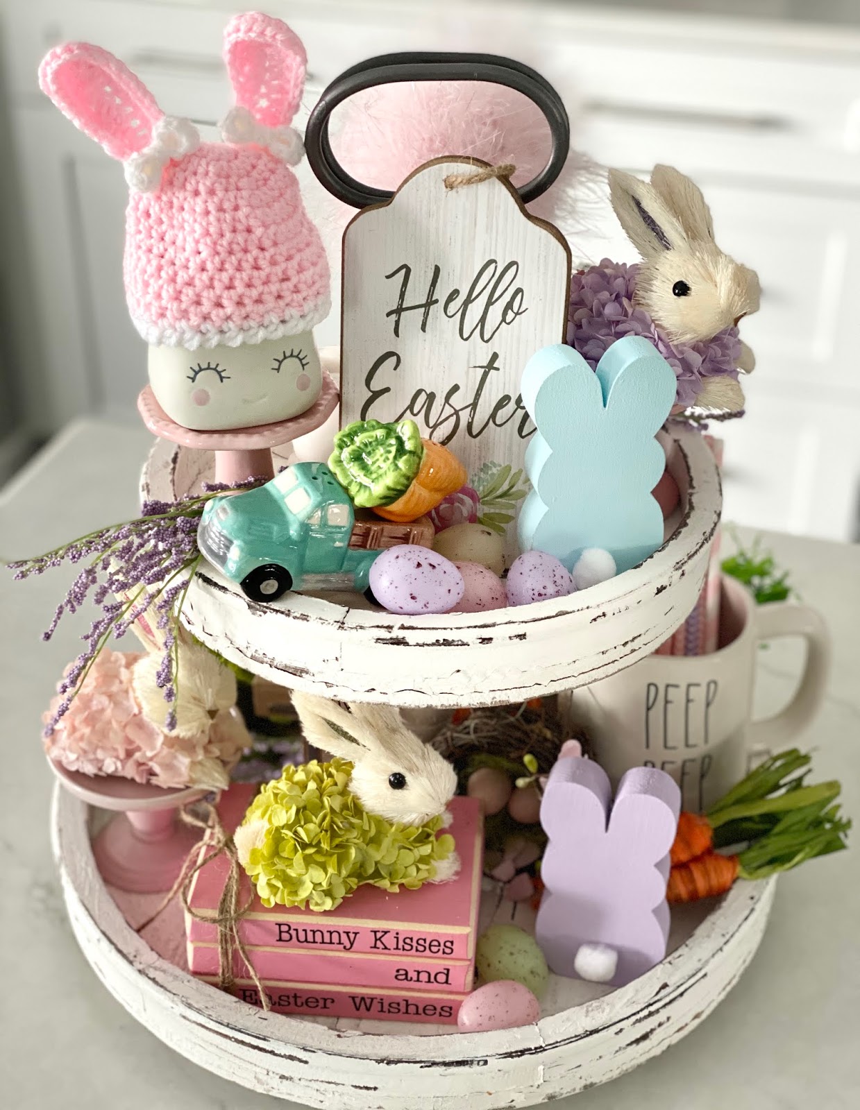 Easter Beaded Carrot Trio Tiered Tray D\u00e9cor