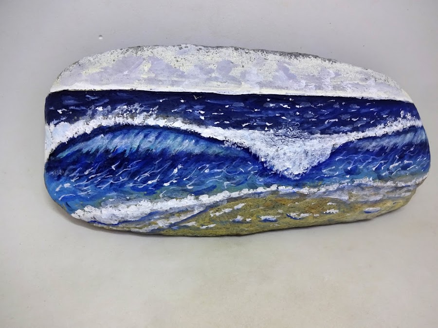 COMO PINTAR PIEDRAS CON MAR Y OLAS PASO A PASO