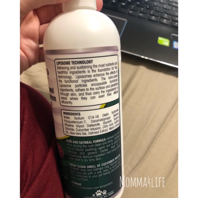 Momma4Life K9 Pro Aloe and Oatmeal Cucumber Melon Dog Shampoo