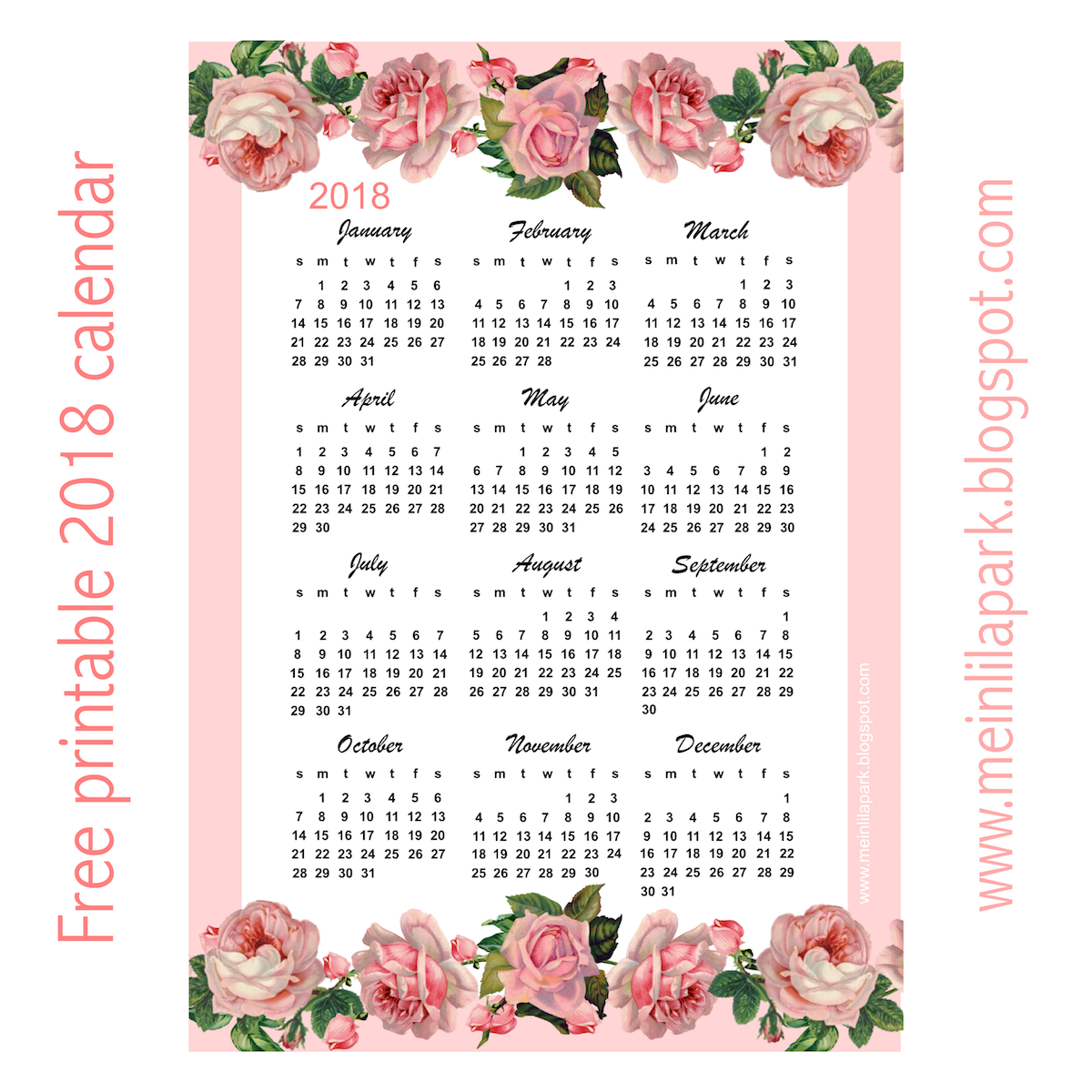 free-printable-2018-rose-calendar-year-at-a-glance-meinlilapark