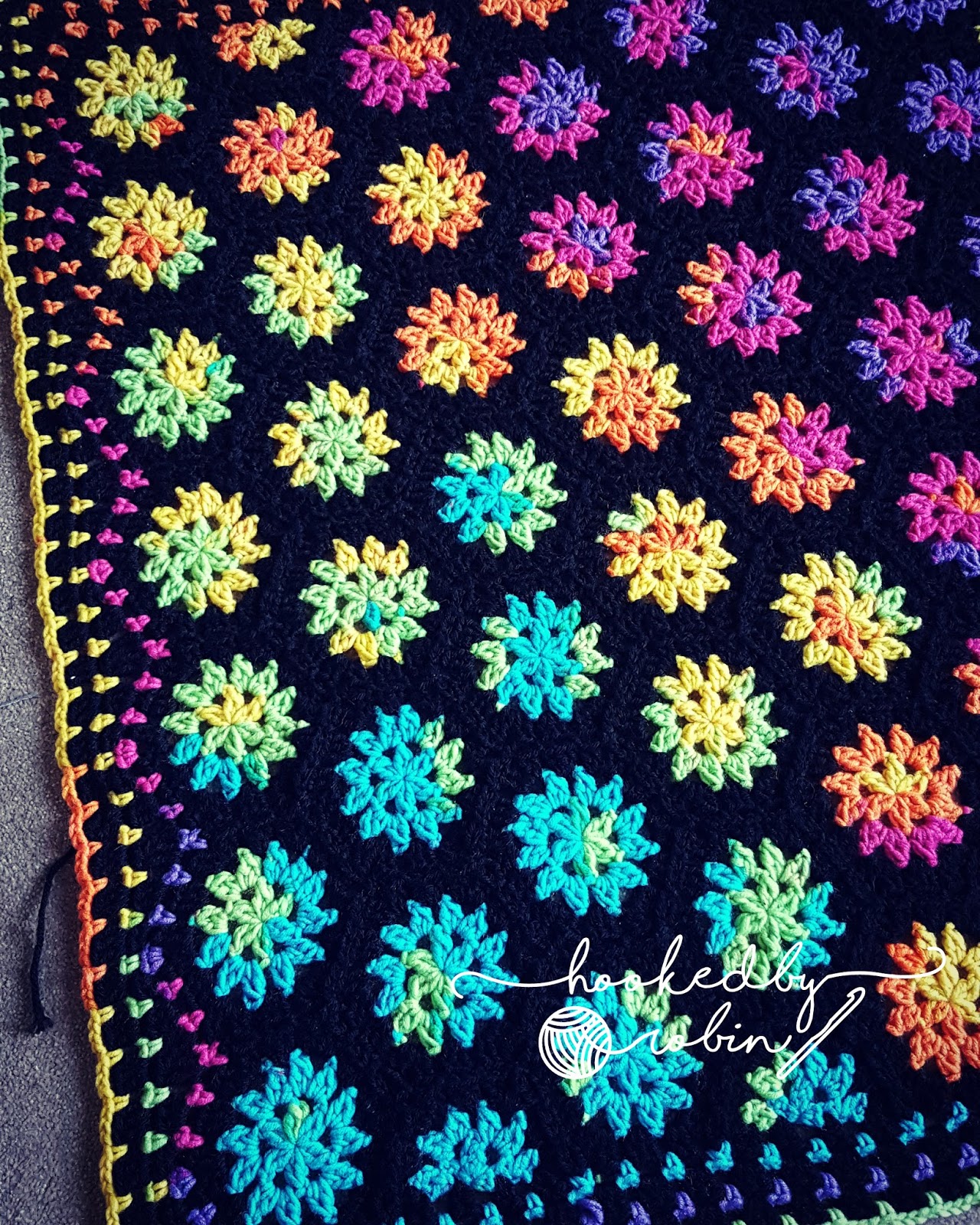 Crochet Rainbow Hexagon Motif Blanket free pattern and video tutorial