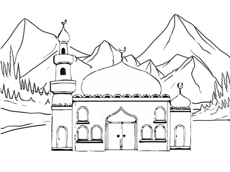 25 Gambar Sketsa Mewarnai Masjid Untuk Tk Sd Terbaru