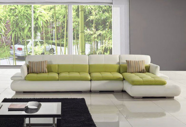 Màu sắc thiên nhiên của sofa chữ L phòng khách mang tới cảm giác tươi mới cho căn phòng