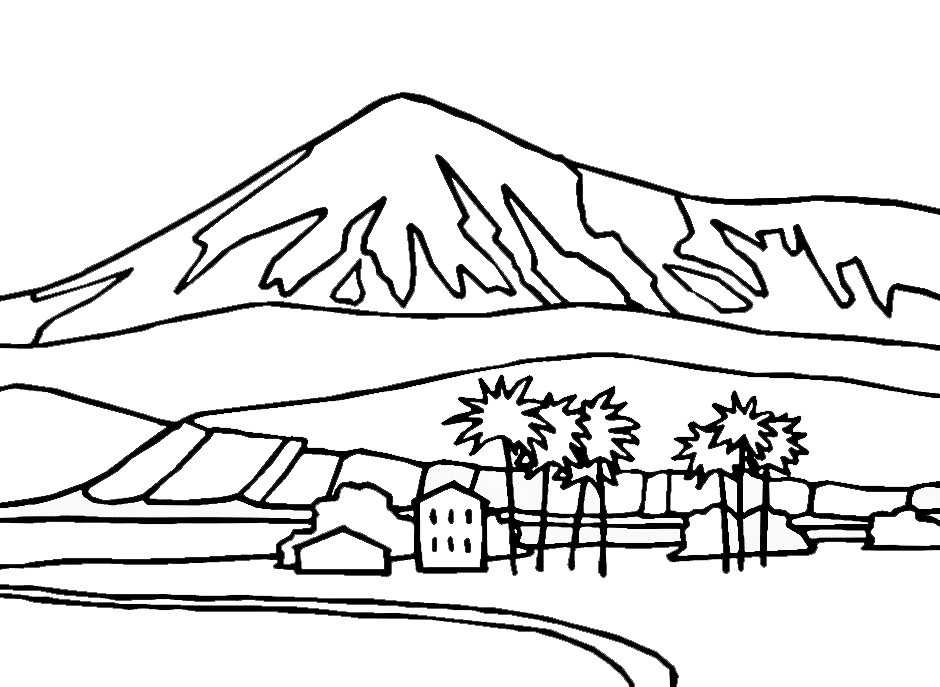 pemandangan pegunungan untuk mewarnai