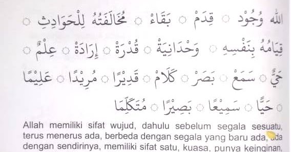 Lirik Sifat 20 Allah Raihan Arab Dan Latin