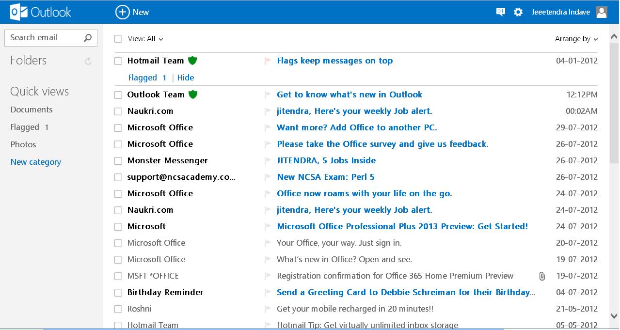 Outlook Inbox Display