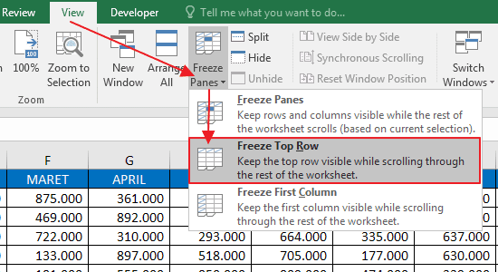 Cara Freeze Panes Baris Pertama Excel 2