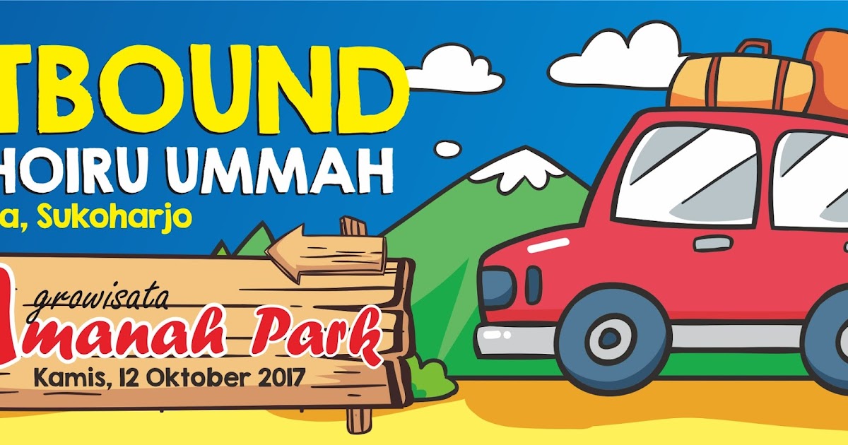 Contoh desain spanduk "OUTBOND" dengan coreldraw x7