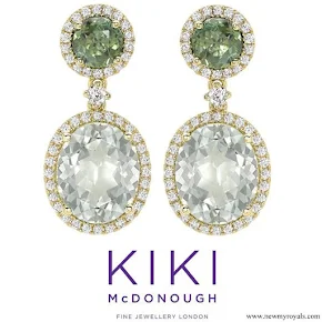 Kate Middleton KIKI McDONOUGH Green Tourmaline and Green Amethyst Oval Drop Earrings