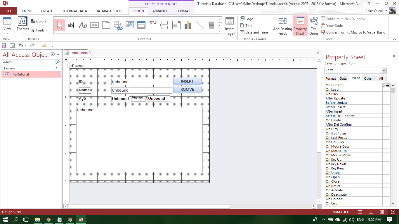How to insert values from textbox to listbox in Microsoft Access