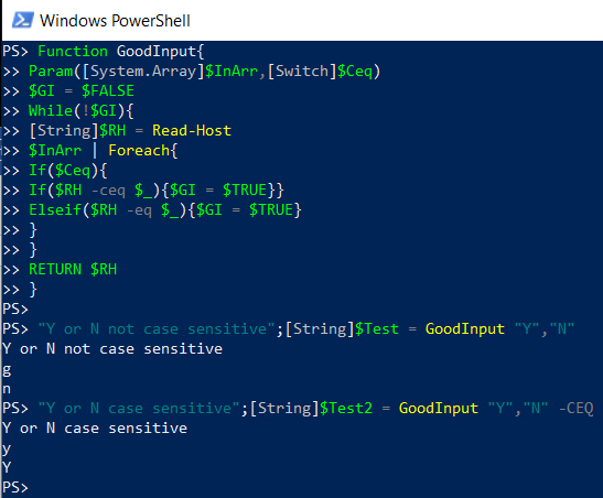 PowerShell Function Good Input