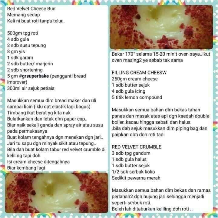 resepi roti red velvet cheese bun