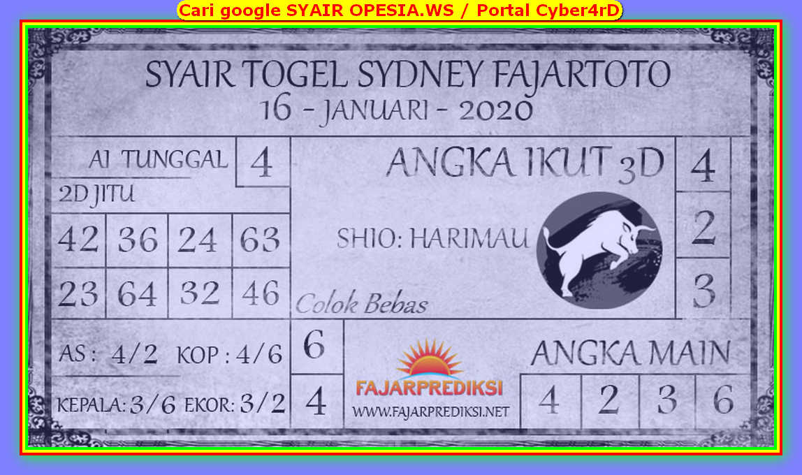 1 New Message Kode Syair Sydney 16 Januari 2020 Forum Syair Togel Hongkong Singapura Sydney