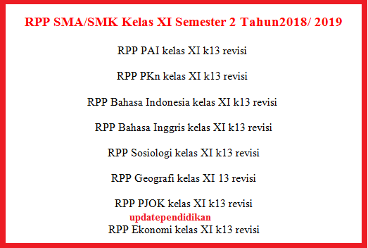 Rpp Sma Smk Kelas Xi Semester 2 Tahun2019 2020 Update Data Pendidikan Update