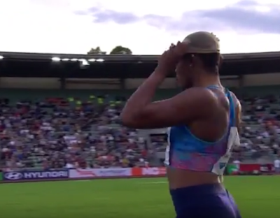 bb Video: Nigerian athlete, Blessing Okagbare loses her wig during long jump in Oslo