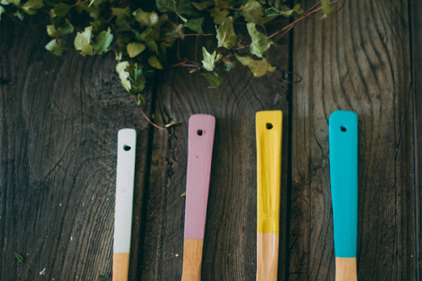 Cucharas madera con color diy