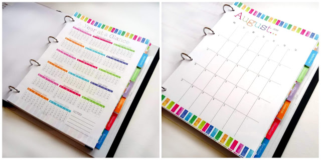 Year at a glance and monthly calendar for the homeschool planner