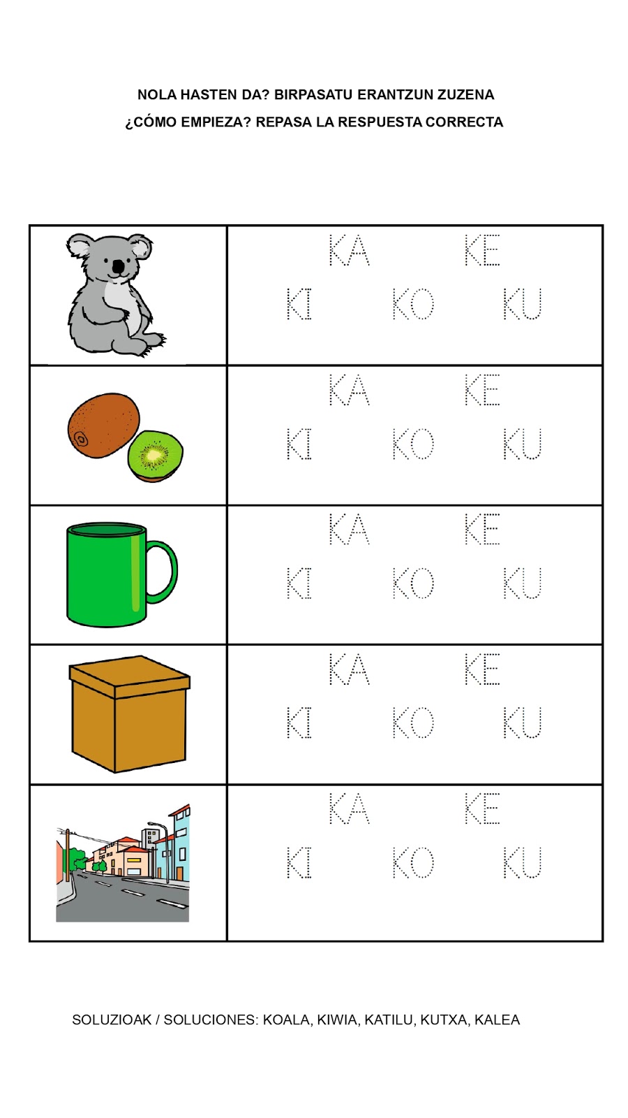 Haur Hezkuntza KA, KE, KI, KO, KU