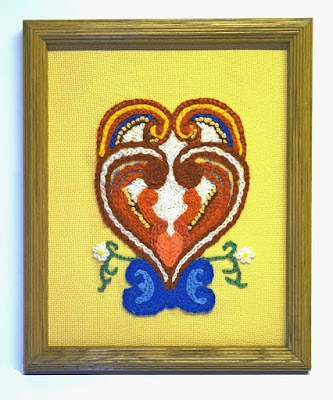 Interlaced Hearts Embroidery, Finished and Framed