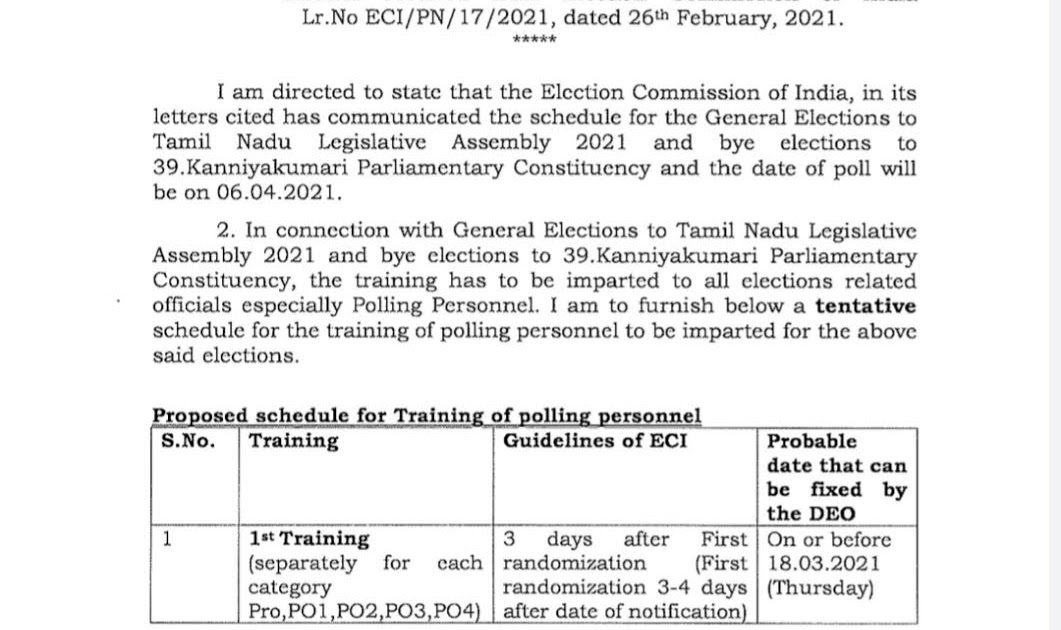 TN ELECTION TRAINING DATE