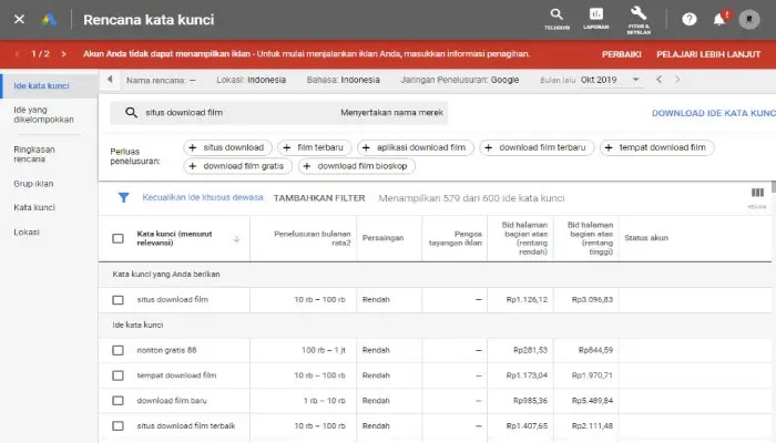 google keyword tool gratis untuk mengetahui jumlah pencarian di google cara riset keyword pencarian tinggi dengan persaingan rendah
