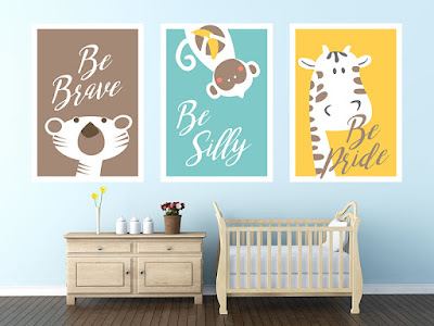 Mama Love Print Printable - BB房掛牆裝飾動物海報分享 免費下載 Nursey Poster Colorful Animals Free Printable Pack Download
