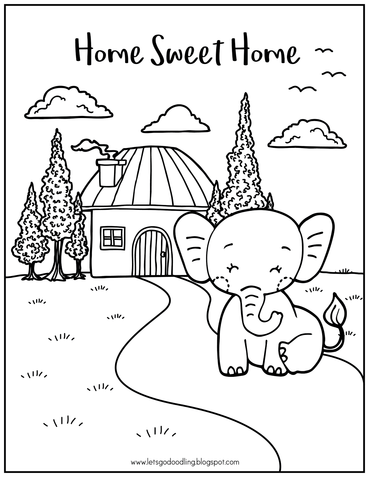 Free Printable Coloring Page Elephant