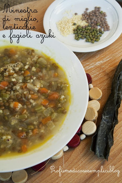 minestra di miglio, lenticchie e fagioli azuki