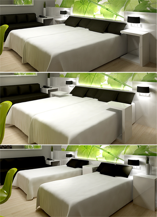 Zara Boutique Hotel Standard Rooms. Bed side tables. Design by Somerset Harris