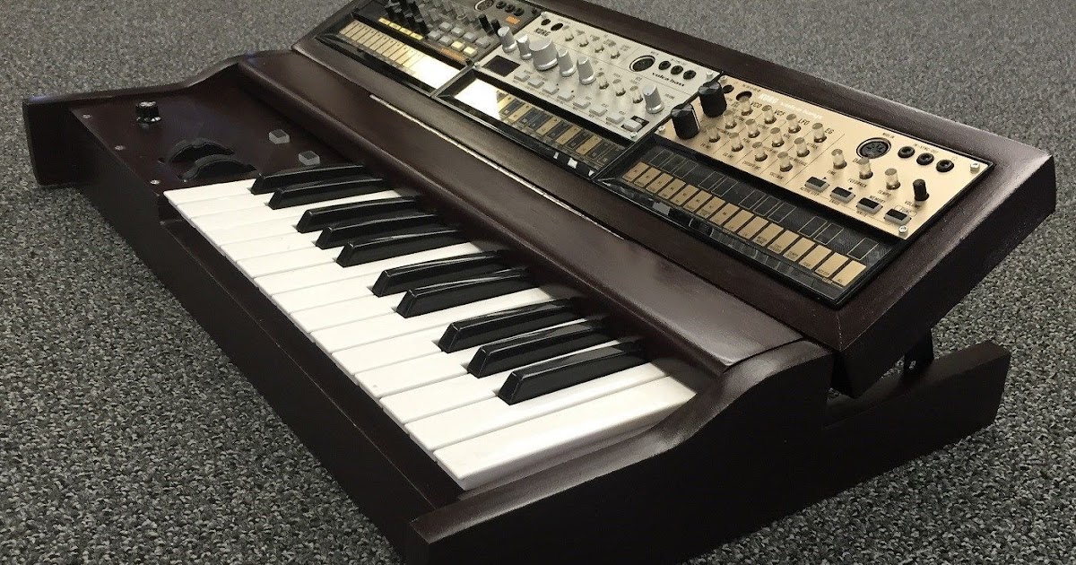 MATRIXSYNTH Volca Custom Wood Synth Enclosure w/ Midi Keyboard