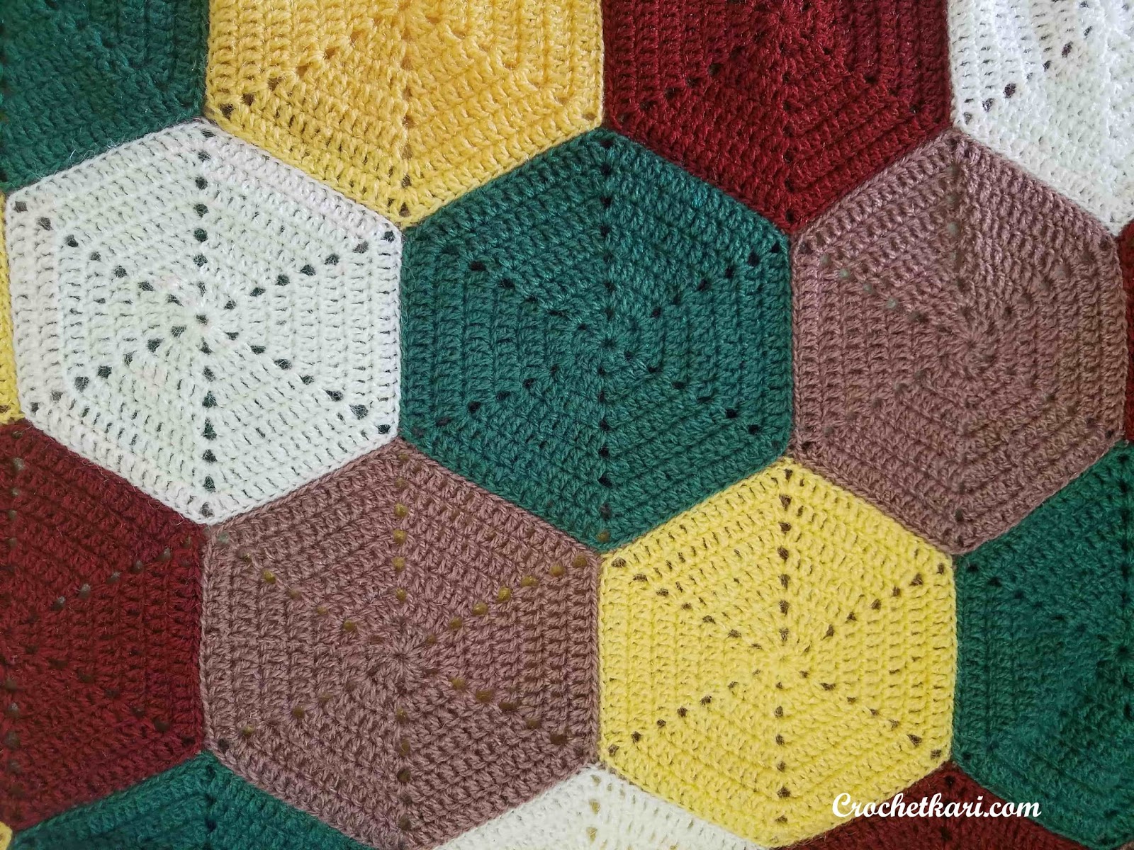 Crochetkari Crochet Hexagon Blanket Free Pattern