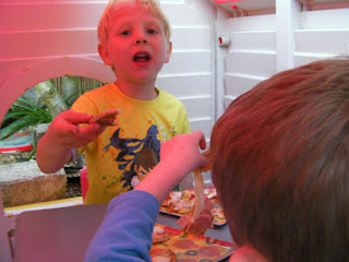 lunch in a plastic wendy house