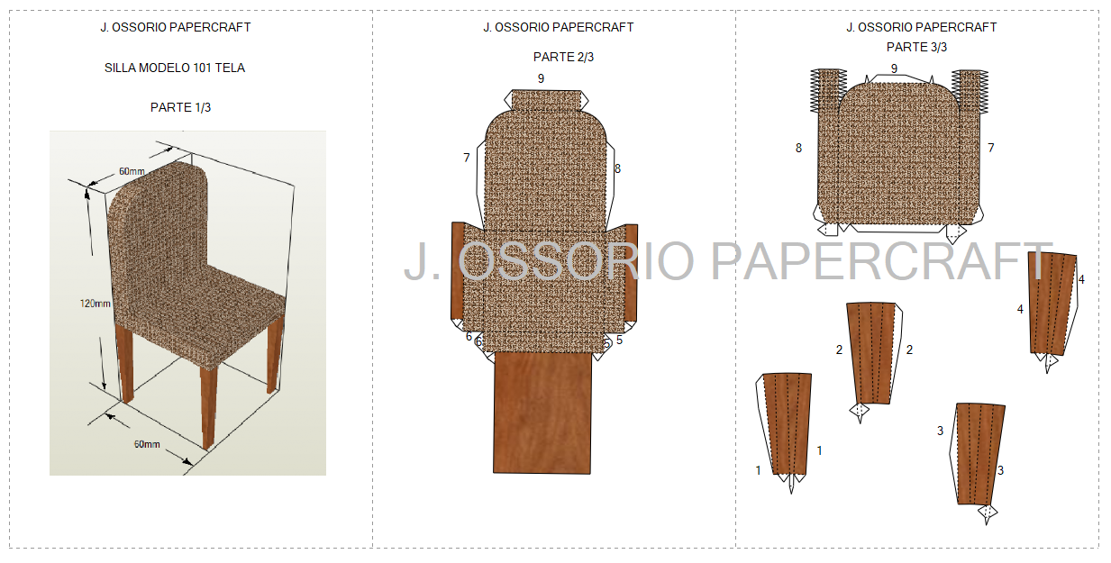 J Ossorio Papercraft Recortables Papercraft Recortable De Una Silla De ...