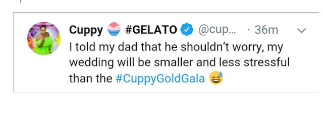 "My Wedding Will Be Smaller Than #CuppyGoldGala" - DJ Cuppy Tells Her Father