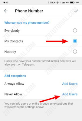 4 Cara Menyembunyikan Nomor HP di Telegram by zotutorial.com