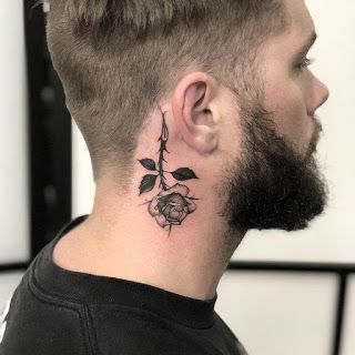 Rose tattoo back ear