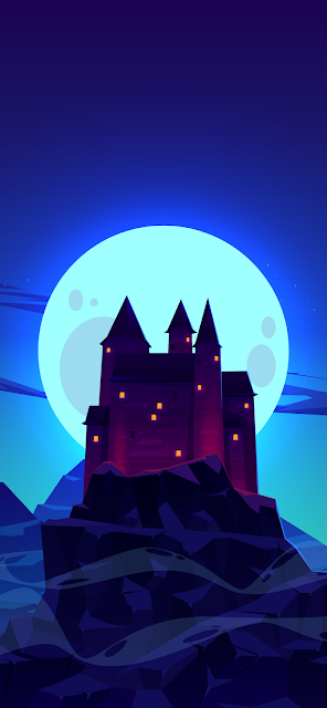 castle medieval moon art