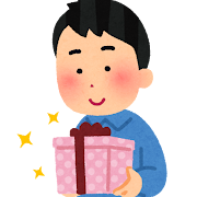 プレゼント箱を持つ人のイラスト(男性)