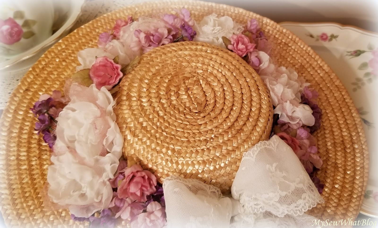Sew What Floral Straw Hat Redo
