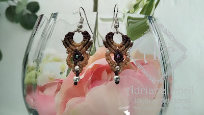 Pendientes en macramé, aros, aretes, Earrings, hoops, earrings in macramé by #AdrianaAbril instagram
