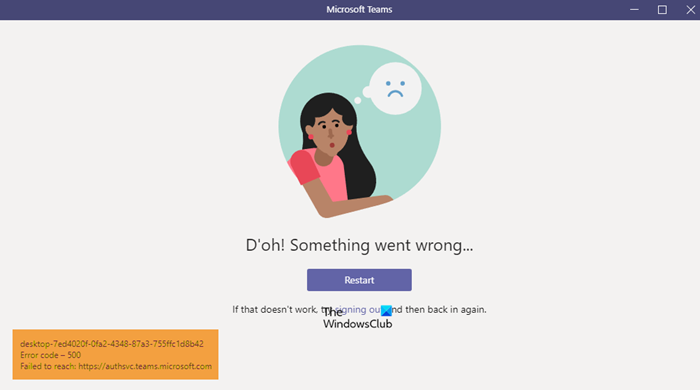 Microsoft Teams-foutcode 500