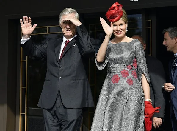 Queen Mathilde wore Esmeralda Ammoun dress at Tokugawa Art Museum, style royal designer, Japan Royal, Mathilde earrings, jewels