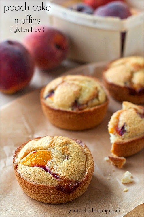 healthy, gluten-free peach cake muffins