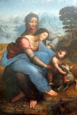 Obra de arte "La Vierge, l'Enfant Jésus et sainte Anne" (A Virgem, O Menino Jesus e Santa Ana), "pintura de Leonardo da Vinci  (circa 1503), em exposição no Museu do Louvre, em Paris (CC0)