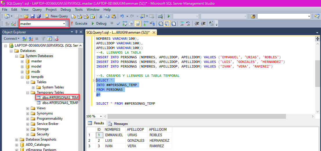 Respuestas en Informática Tablas temporales en SQL SERVER