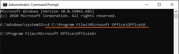 access microsoft office path in command prompt