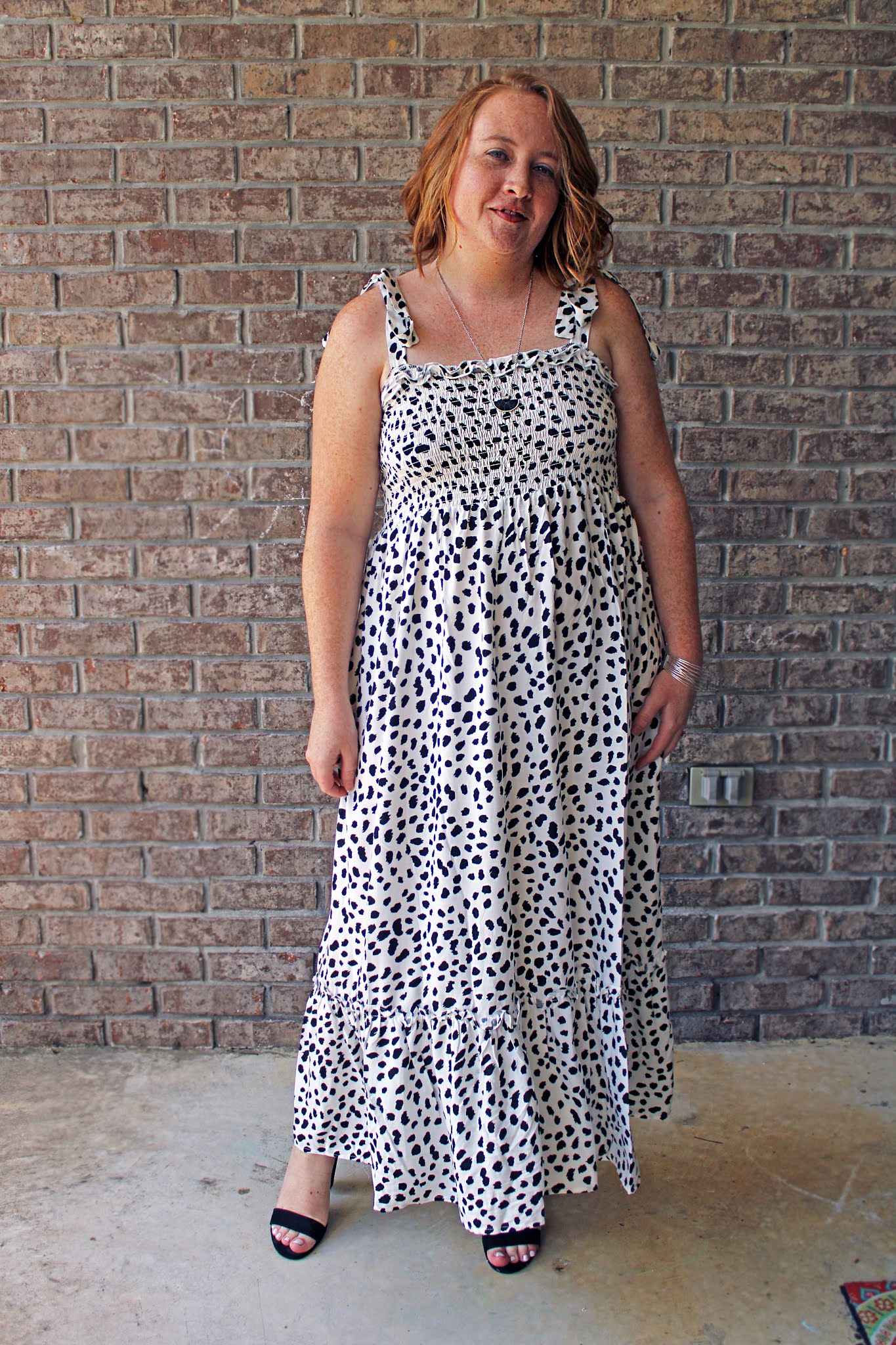 Spotted Tie Strap Maxi Dress - Mommy The Journalist