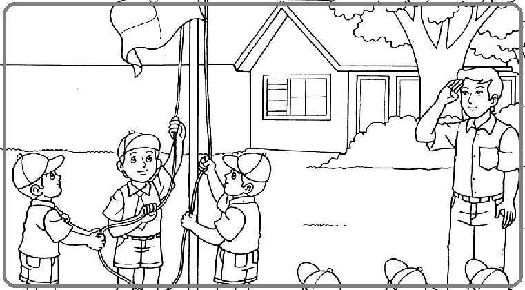 mewarnai gambar anak bawa bendera - racun shopee promo indonesia