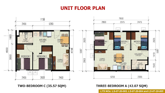 2 Bedroom C | 3 Bedroom A Unit Floor Plan