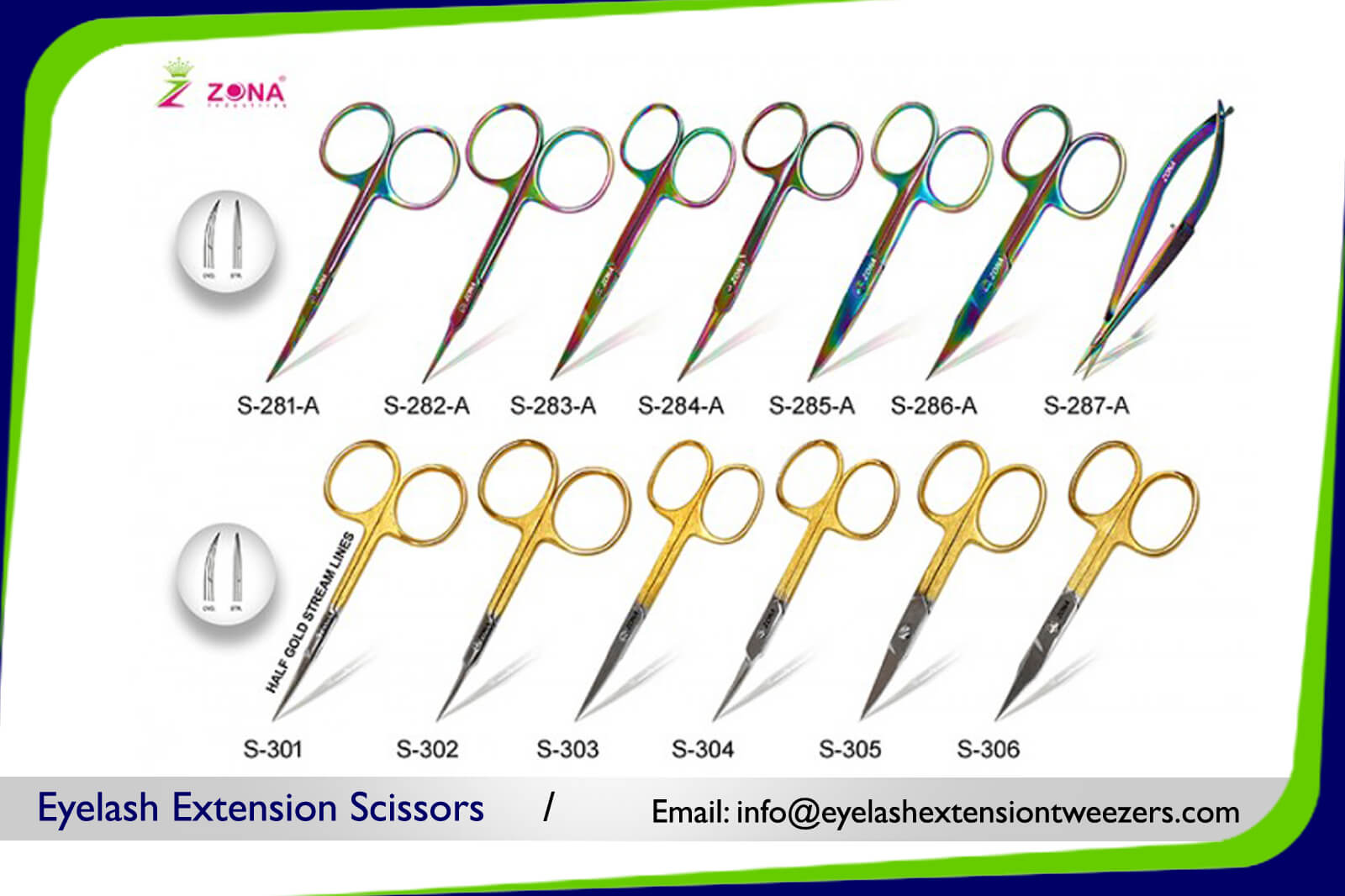 Professional Eyelash Extension Scissors Zona Eyelash Extension Tweezers